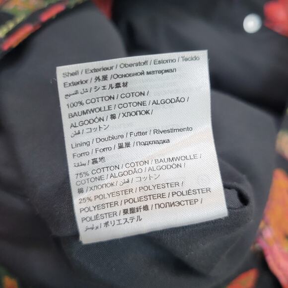 Farm Rio Anthropologie Quilted Mini Skirt Small‎ Black Pink Floral Birds Boho - Picture 9 of 11